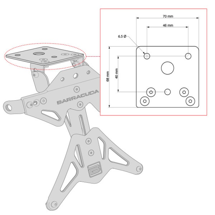 SUPORTE DE MATRICULA UNIVERSAL BARRACUDA - N6104-BN