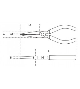  BETA Extra long Flat Knurled Nose Pliers Size 200 Bi-Material Handles 55000064