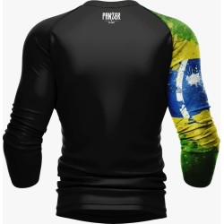 Rashguard Masculino Brasil Jiu-Jitsu Tecido de alta compressão com proteção térmica e ação anti-odor.