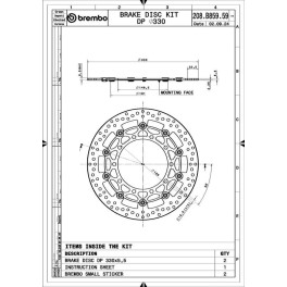 DISCO DE TRAVÃO DIANTEIRO FLUTUANTE SUPERSPORT BREMBO UPGRADE - 208B85959