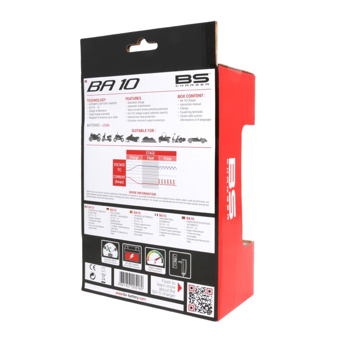 CARREGADOR BATERIA LITIO / GEL / ACIDO BS BA10 6V - 12V 
