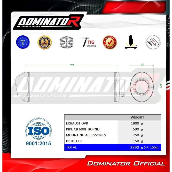 PONTEIRA DE ESCAPE DOMINATOR HONDA CB 600F HORNET - HO030DARBL-H