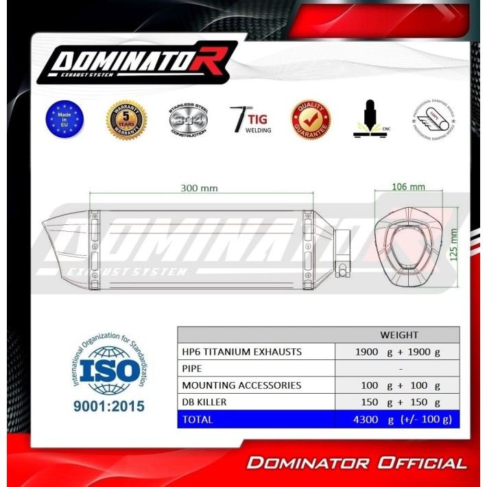 PONTEIRAS DE ESCAPE DOMINATOR SUZUKI GSX 1300R HAYABUSA - SU117FT