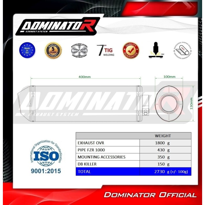 PONTEIRA DE ESCAPE DOMINATOR YAMAHA FZR 1000 - YA011DARBL