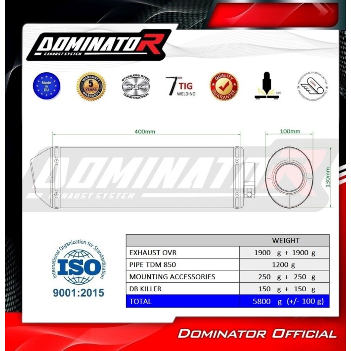 PONTEIRA DE ESCAPE DOMINATOR YAMAHA TDM 850 - YA022DAR