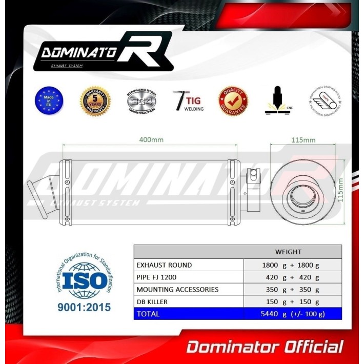 PONTEIRAS DE ESCAPE DOMINATOR YAMAHA FJ 1200 - YA026DST