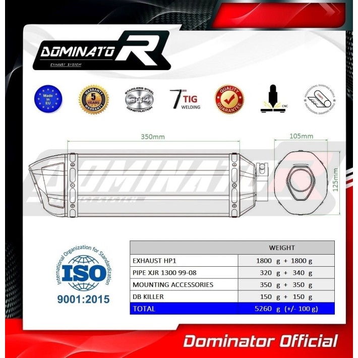 PONTEIRAS DE ESCAPE DOMINATOR YAMAHA XJR 1300 - YA029DF