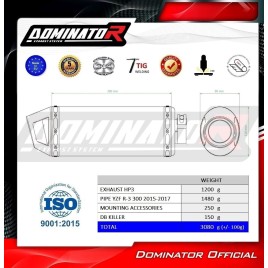 ESCAPE COMPLETO DOMINATOR YAMAHA YZF R3 - YA070DFBL