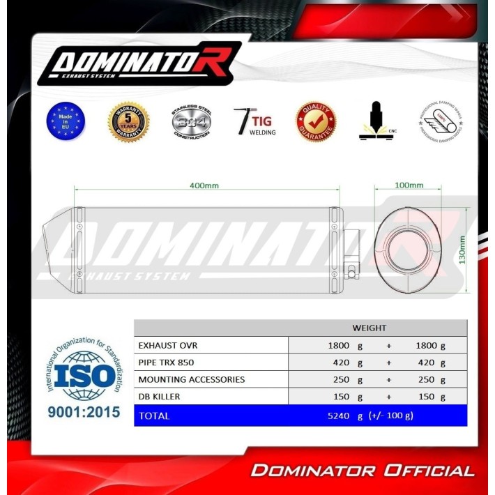 PONTEIRAS DE ESCAPE DOMINATOR YAMAHA TRX 850 - YA105DARBL