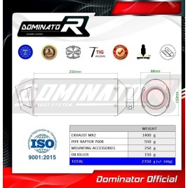 PONTEIRA DE ESCAPE DOMINATOR YAMAHA RAPTOR 700R - YA136DF