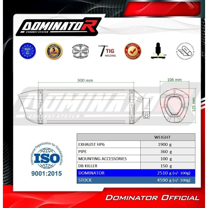 PONTEIRA DE ESCAPE DOMINATOR YAMAHA TENERE 700 - YA169DF6BL