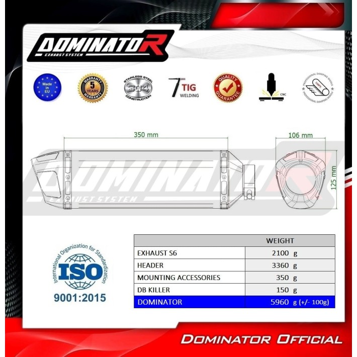 ESCAPE COMPLETO DOMINATOR YAMAHA YZF R9 - YA177DFSS6BL