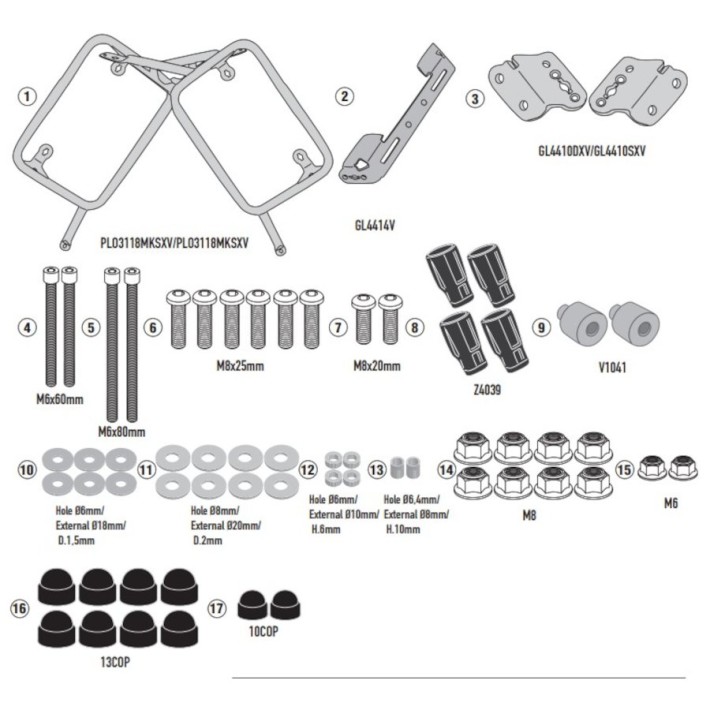 SUPORTE DE MALA LATERAL OUTBACK GIVI P/ SUZUKI V-STROM 1050 - PLO3118CAM