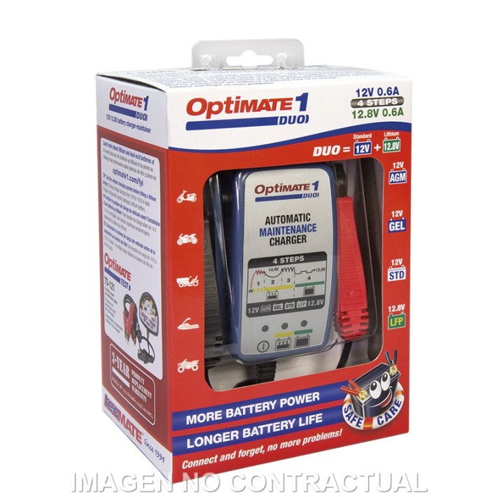 CARREGADOR DE BATERIAS OPTIMATE 1 DUO TM-402D  STD, AGM y GEL  baterías de Litio (LiFeP04) 