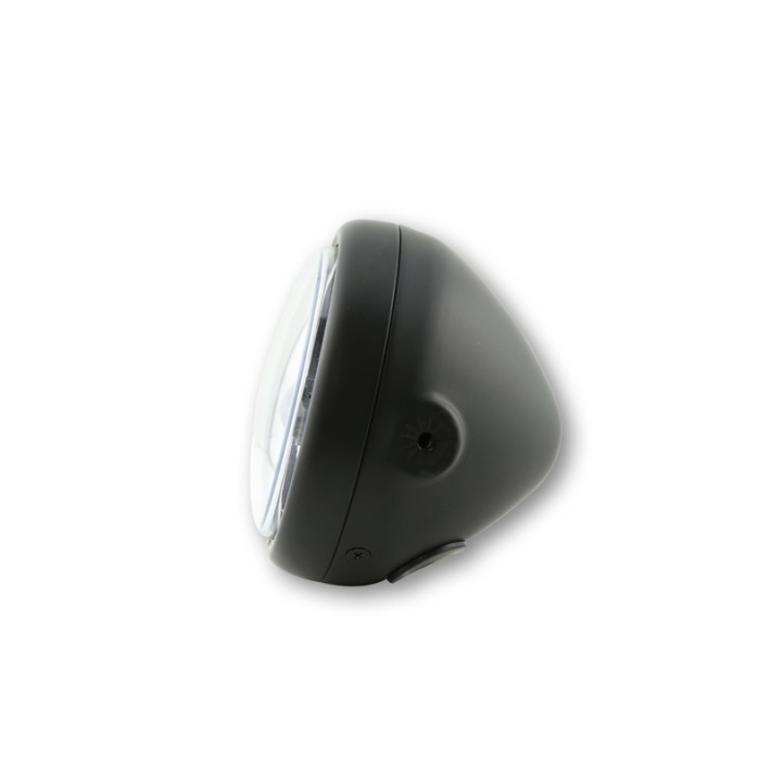 Farol de 5 3/4 Polegadas Pecos Tipo 5 LED Preto Preto Lente, Fixação lateral Highsider pro