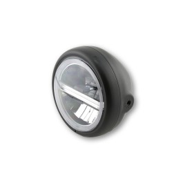 Farol de 5 3/4 Polegadas Pecos Tipo 6 LED Preto Fixação lateral, Com DRL Highsider pro