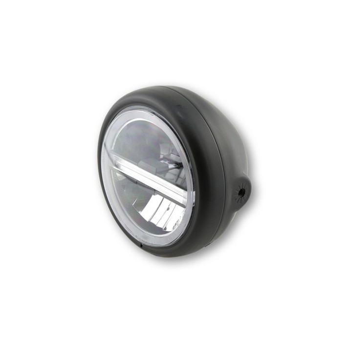 Farol de 5 3/4 Polegadas Pecos Tipo 6 LED Preto Fixação lateral, Com DRL Highsider pro