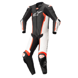 Fato Alpinestars Missile V2 Pele - 1 Peça — Preto Branco Vermelho Fluo