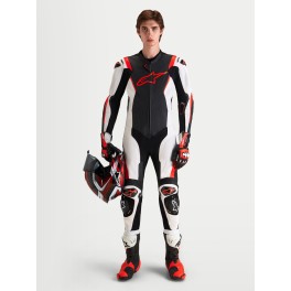 Fato Alpinestars Missile V3 Pele - 1 Peça — Preto Branco Vermelho Fluo