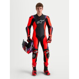 Fato Alpinestars Missile V3 Pele - 1 Peça — Preto Vermelho Fluo Roxo