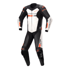 Fato Alpinestars GP Force Chaser Pele - 1 Peça — Preto Branco Vermelho Fluo