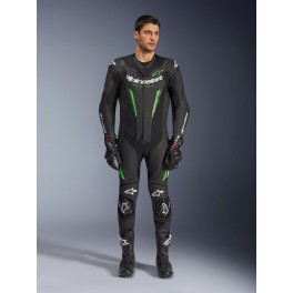 Fato Alpinestars GP Force V2 Pele - 1 Peça — Preto Verde