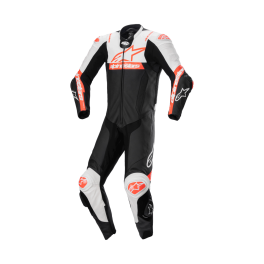 Fato Alpinestars Missile V2 Ward Pele - 1 Peça — Preto Branco Vermelho Fluo