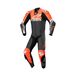 Fato Alpinestars Missile V2 Ward Pele - 1 Peça — Preto Vermelho Fluo Branco