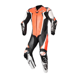 Fato Alpinestars Racing Absolute V2 Pele - 1 Peça — Vermelho Fluo Branco Preto