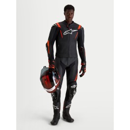 Fato Alpinestars Missile V3 Pele - 2 Peças — Preto Vermelho Fluo
