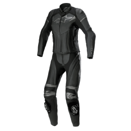 Fato Alpinestars Stella GP Plus Pele - 2 Peças — Preto Metalizado Cinzento
