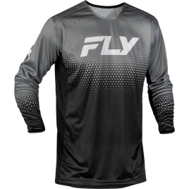 Camisola juvenil para bicicleta FLY Racing Rayce Sonar – Preto/Cinza/Branco — coleção 2027