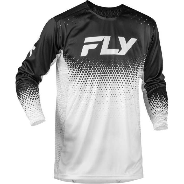 Camisola juvenil para bicicleta FLY Racing Rayce Sonar – Branco/Preto — coleção 2027