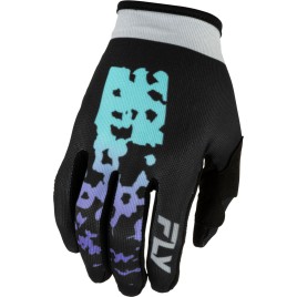 Luvas juvenis FLY Racing Lite Flake – Preto/Cinza/Multi — coleção 2027