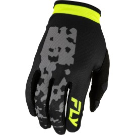 Luvas juvenis FLY Racing Lite Flake – Cinza/Amarelo néon/Preto — coleção 2027