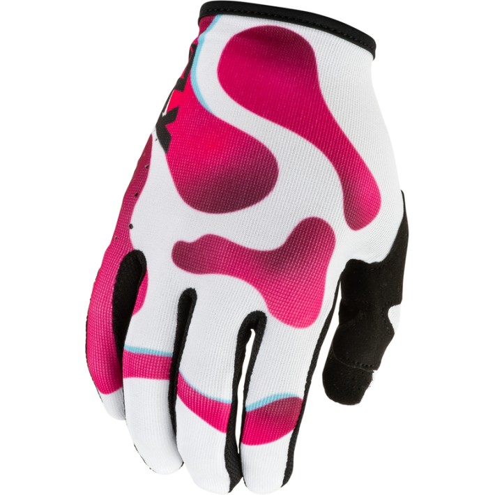 Luvas juvenis FLY Racing Lite Vibe – Branco/Rosa/Azul — coleção 2027