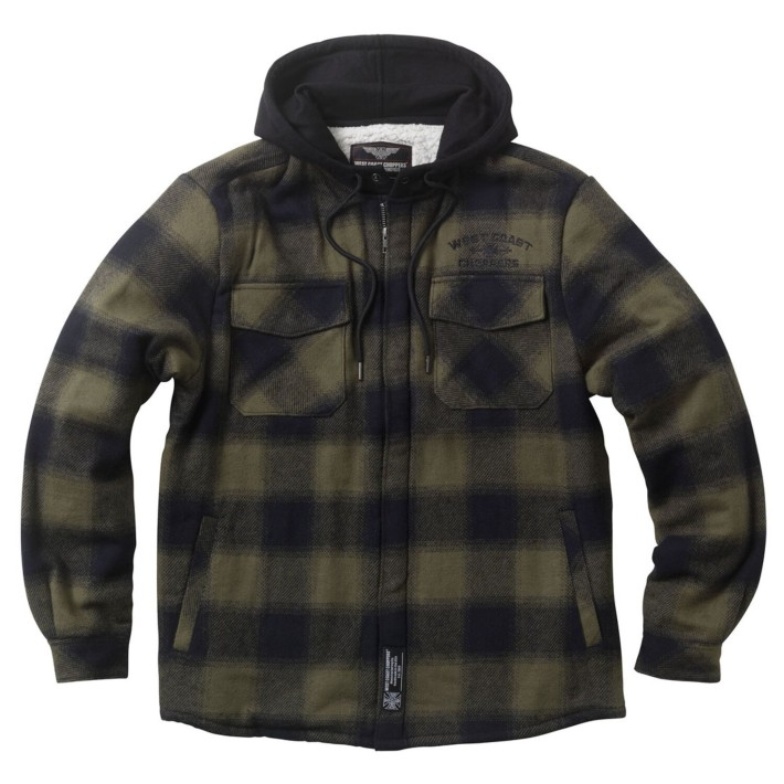 Casaco West Coast Choppers Hell Bent flanela olive/preto
