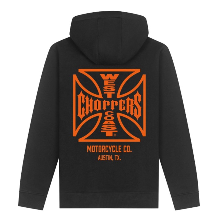 Sweat com capuz West Coast Choppers ATX Cross preto/laranja