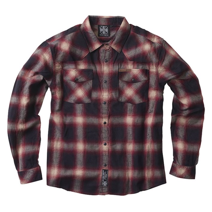 Camisa West Coast Choppers Outlaw flanela vermelho/cinzento