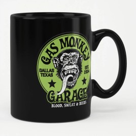 Caneca Gas Monkeys Garage Logótipo verde — preto/verde