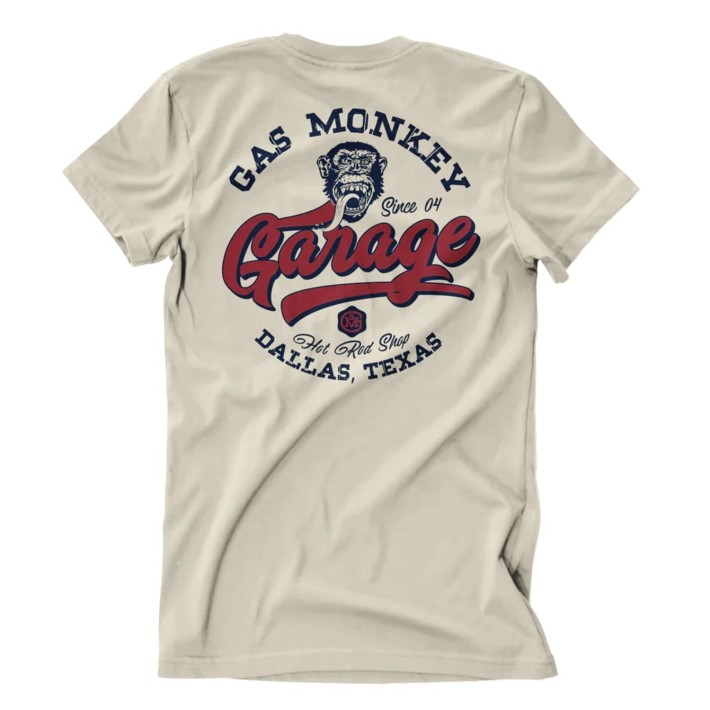 T-shirt Gas Monkeys Garage Hot Rod Shop Logo — caqui