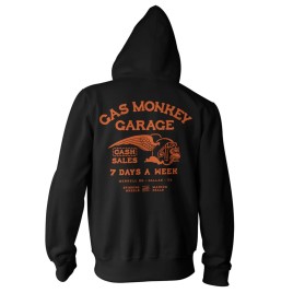 Sweat com capuz e fecho Gas Monkeys Garage Cash Monkey — preto
