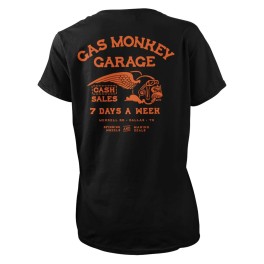T-shirt de senhora Gas Monkeys Garage Cash Monkey — preto