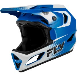 Capacete juvenil bicicleta FLY Racing Rayce Sonar – Azul/Branco/Preto — coleção 2027
