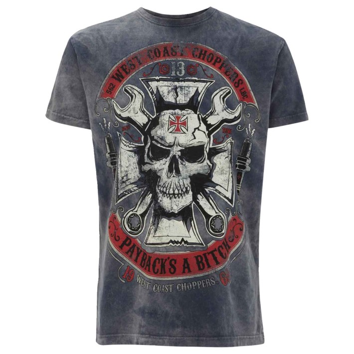 T-shirt West Coast Choppers Mechanic azul vintage