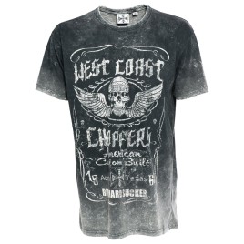 T-shirt West Coast Choppers Ride Hard Sucker vintage preto