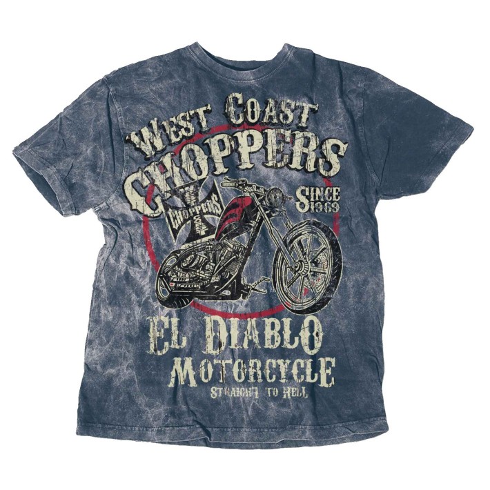 T-shirt West Coast Choppers El Diablo azul vintage