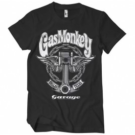 T-shirt Gas Monkeys Garage Garage Big piston — preto