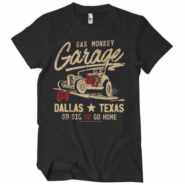 T-shirt Gas Monkeys Garage Go big or go home — preto
