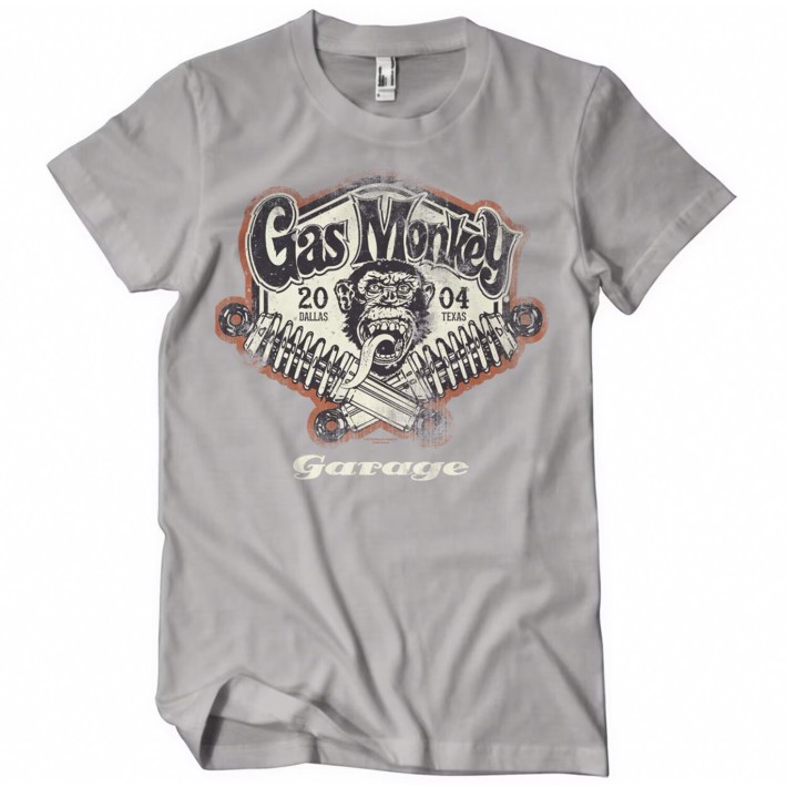 T-shirt Gas Monkeys Garage Garage Spring coils — cinzento Storm